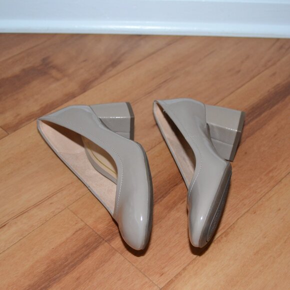 Vionic Women’s Carmel Patent Leather Chunky Comfort Round Toe Heel Taupe 6 wide - Picture 8 of 12